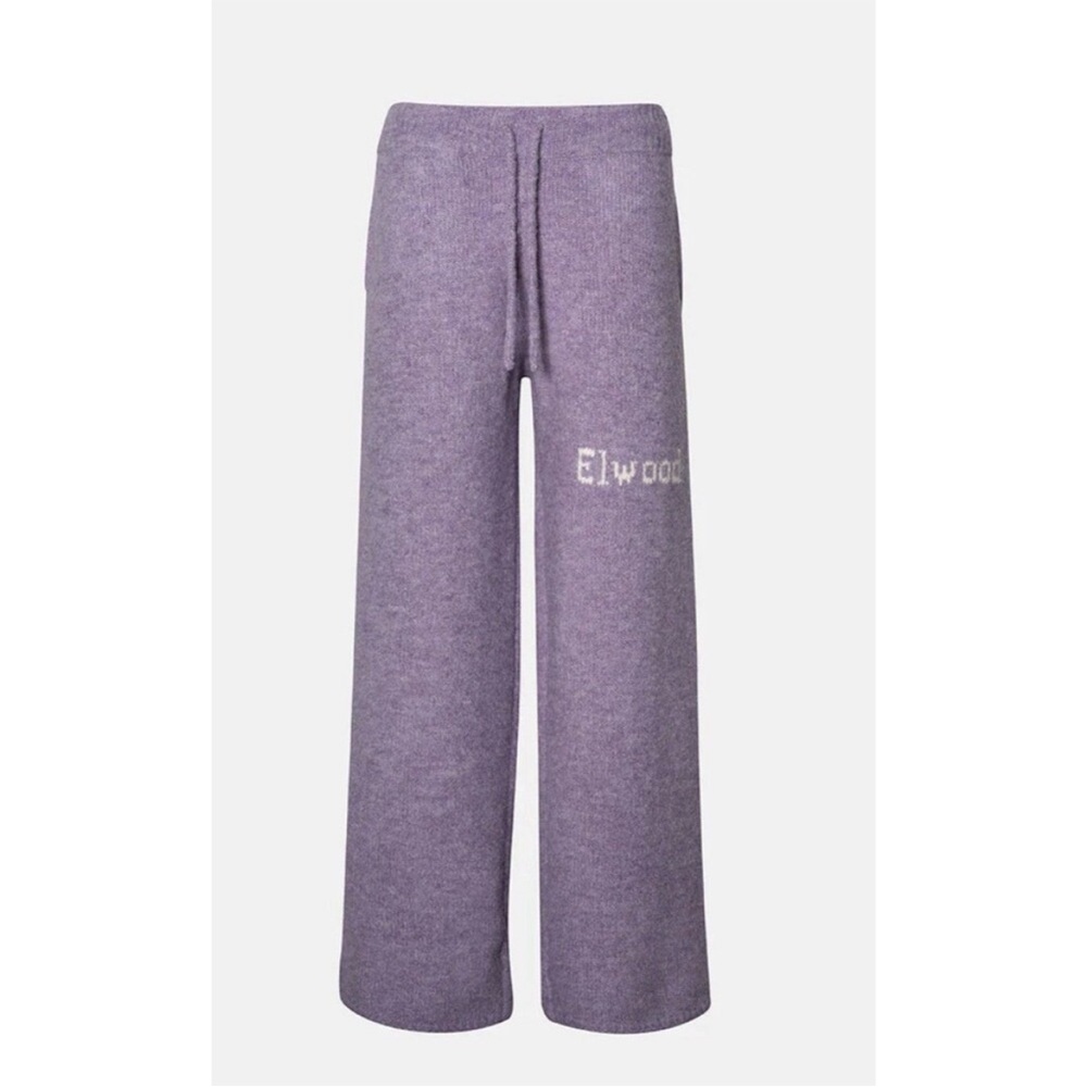 Elwood Purple Knit Wide-Leg Lounge Pants